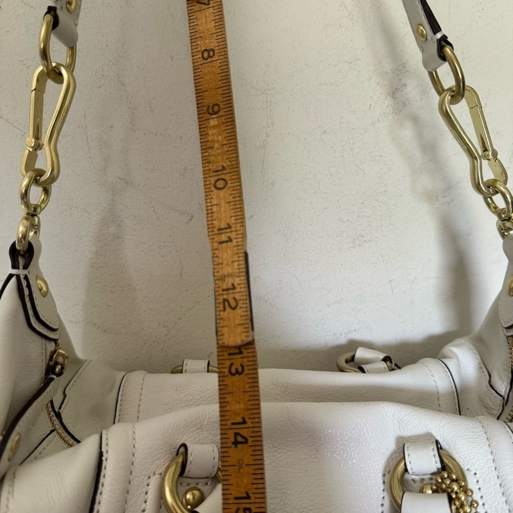 Coach Off White Leather Hobo Shoulder Bag Madison Sabrina Convertible Satchel - Picture 13 of 16